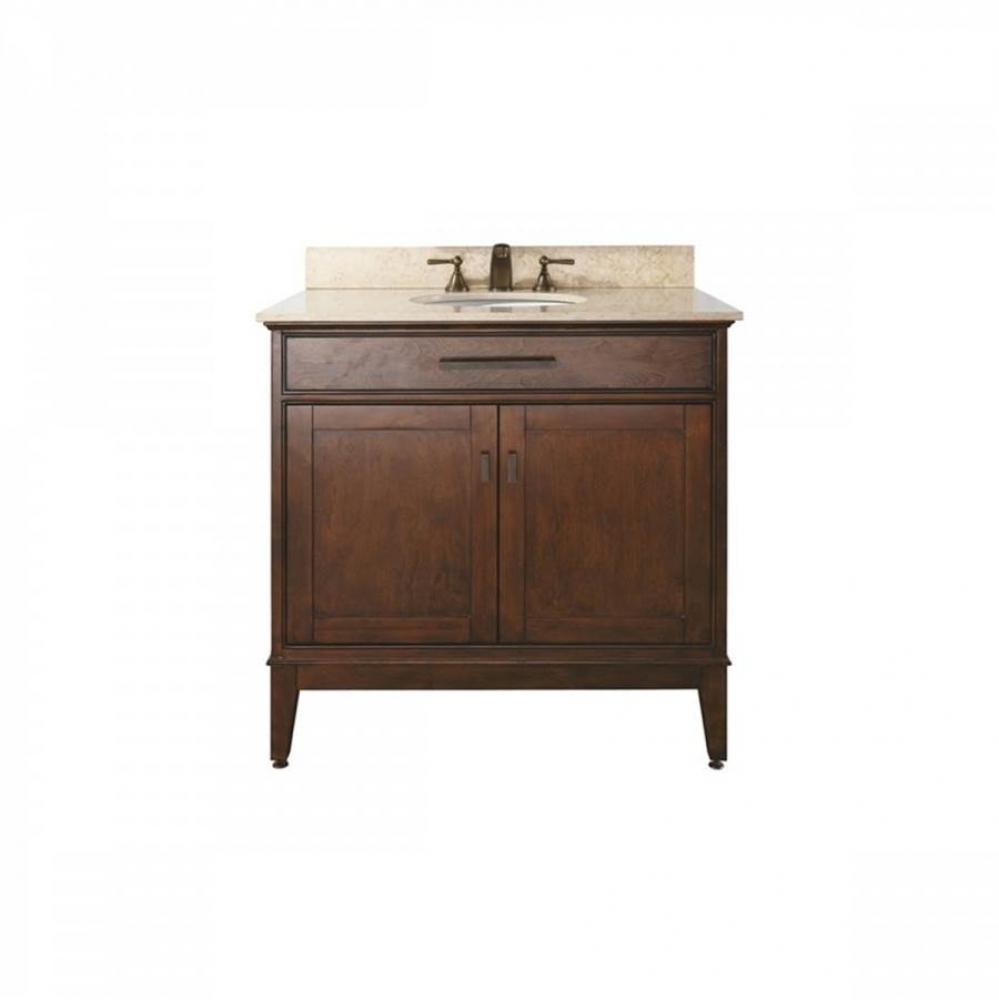 Avanity Madison 37 in. Vanity in Tobacco finish with Crema Marfil Marble Top