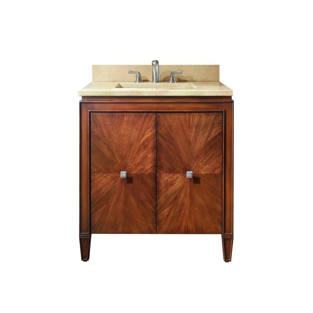 Avanity Brentwood 31 in. Vanity in New Walnut finish with Galala Beige Marble Top