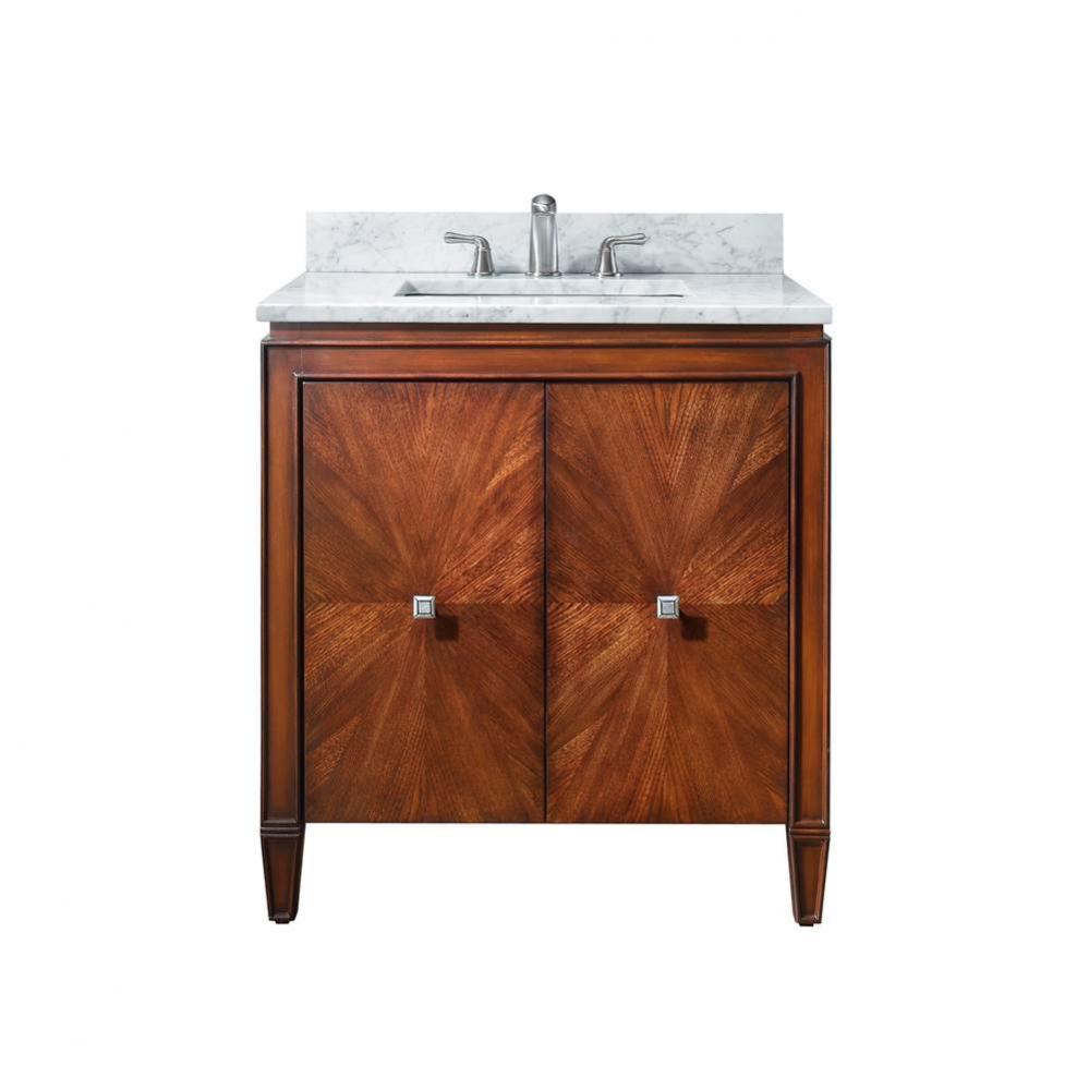 Avanity Brentwood 31 in. Vanity in New Walnut finish with Carrara White Marble Top