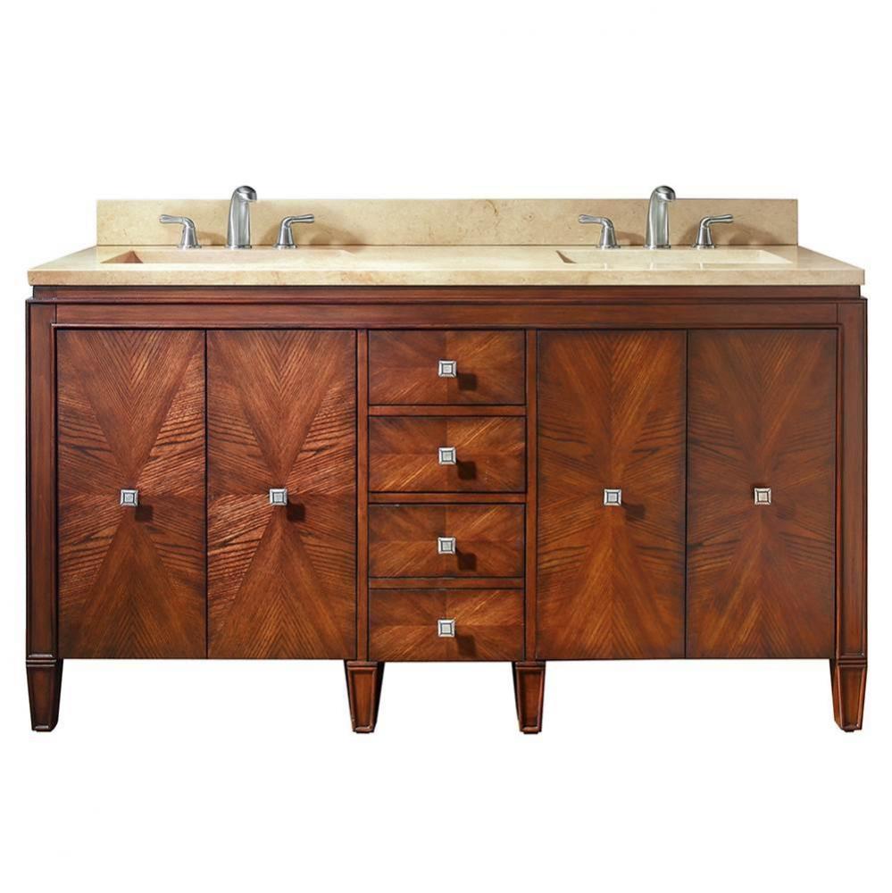 Avanity Brentwood 61 in. Double Vanity in New Walnut finish with Crema Marfil Marble Top