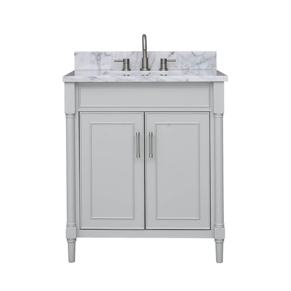 Avanity Bristol 31 in. Vanity Combo in Light Gray and Carrara White Marble Top