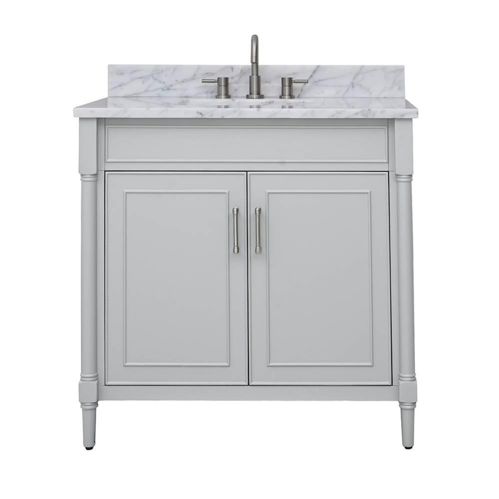 Avanity Bristol 37 in. Vanity Combo in Light Gray and Carrara White Marble Top