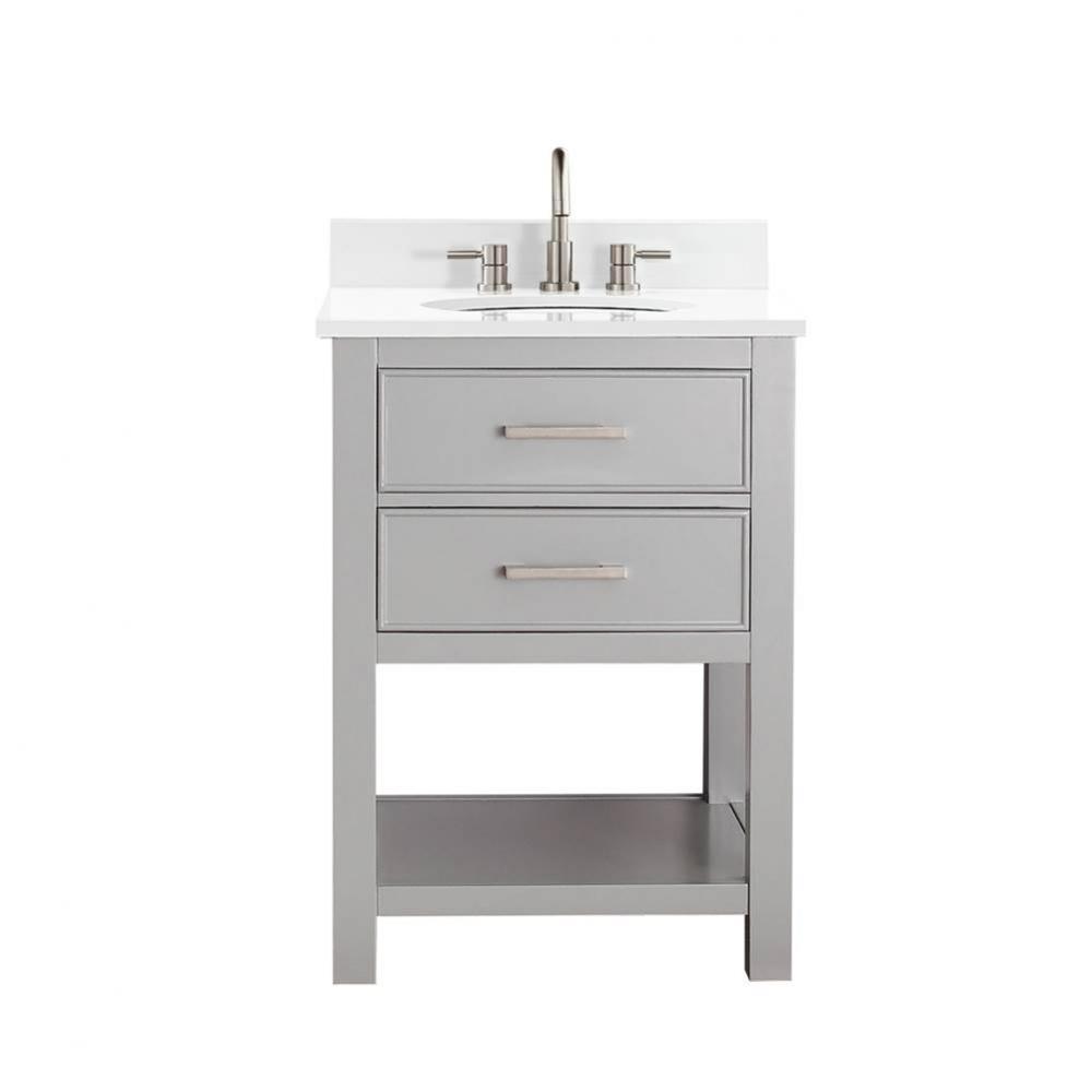 Avanity Brooks 25 in. Vanity in Chilled Gray finish with Engineered White Stone Top