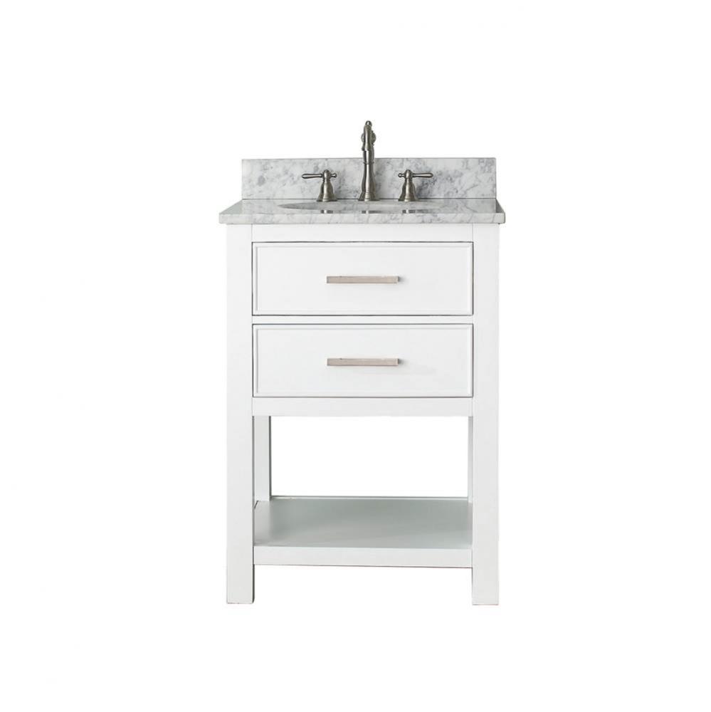 Avanity Brooks 25 in. Vanity in White finish with Carrara White Marble Top