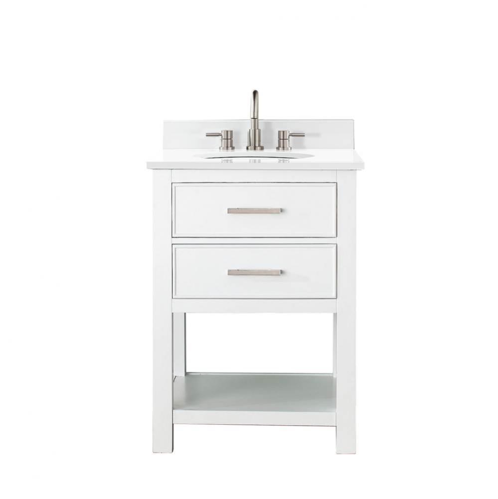 Avanity Brooks 25 in. Vanity in White finish with Engineered White Stone Top