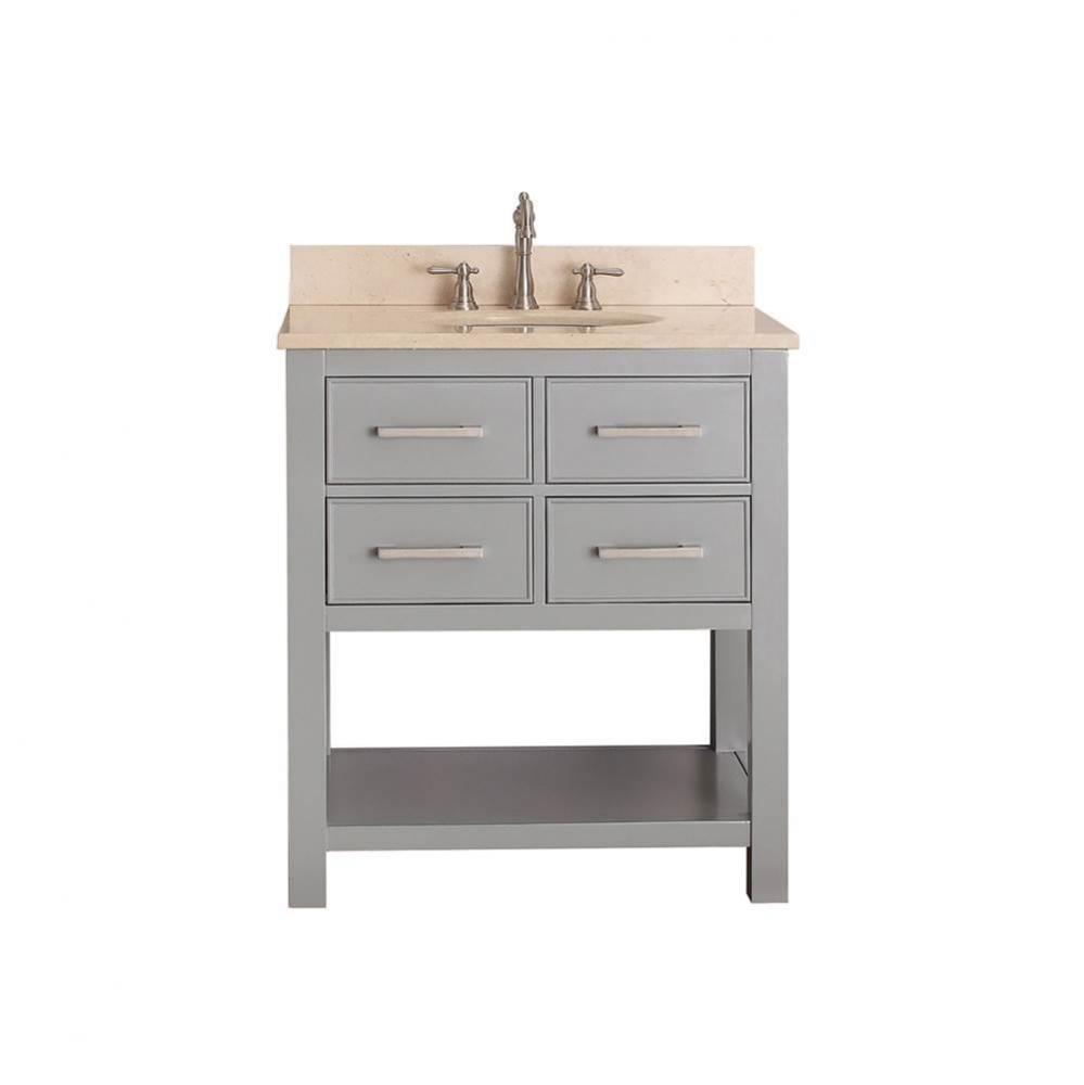 Avanity Brooks 31 in. Vanity in Chilled Gray finish with Galala Beige Marble Top