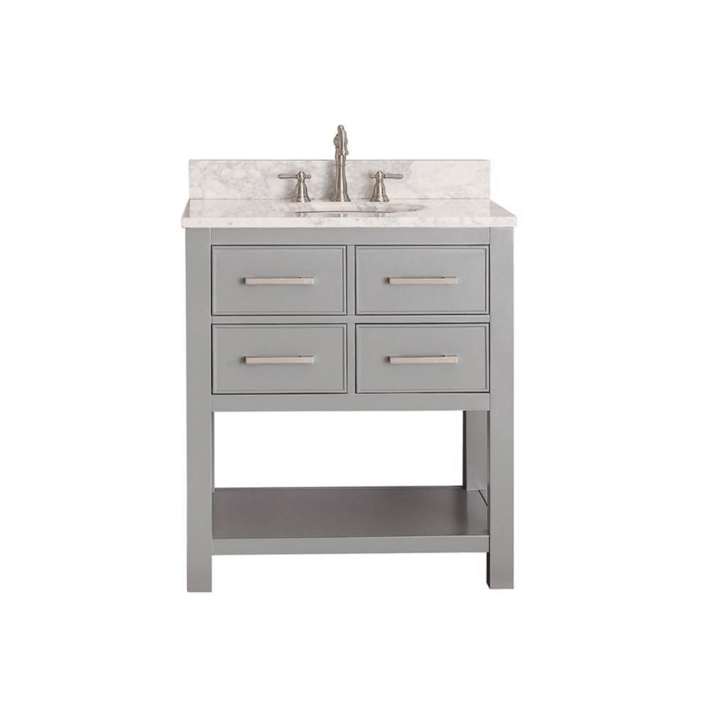 Avanity Brooks 31 in. Vanity in Chilled Gray finish with Carrara White Marble Top