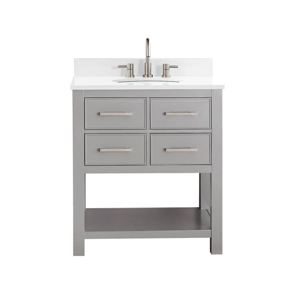 Avanity Brooks 31 in. Vanity in Chilled Gray finish with Engineered White Stone Top