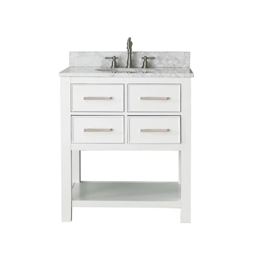 Avanity Brooks 31 in. Vanity in White finish with Carrara White Marble Top