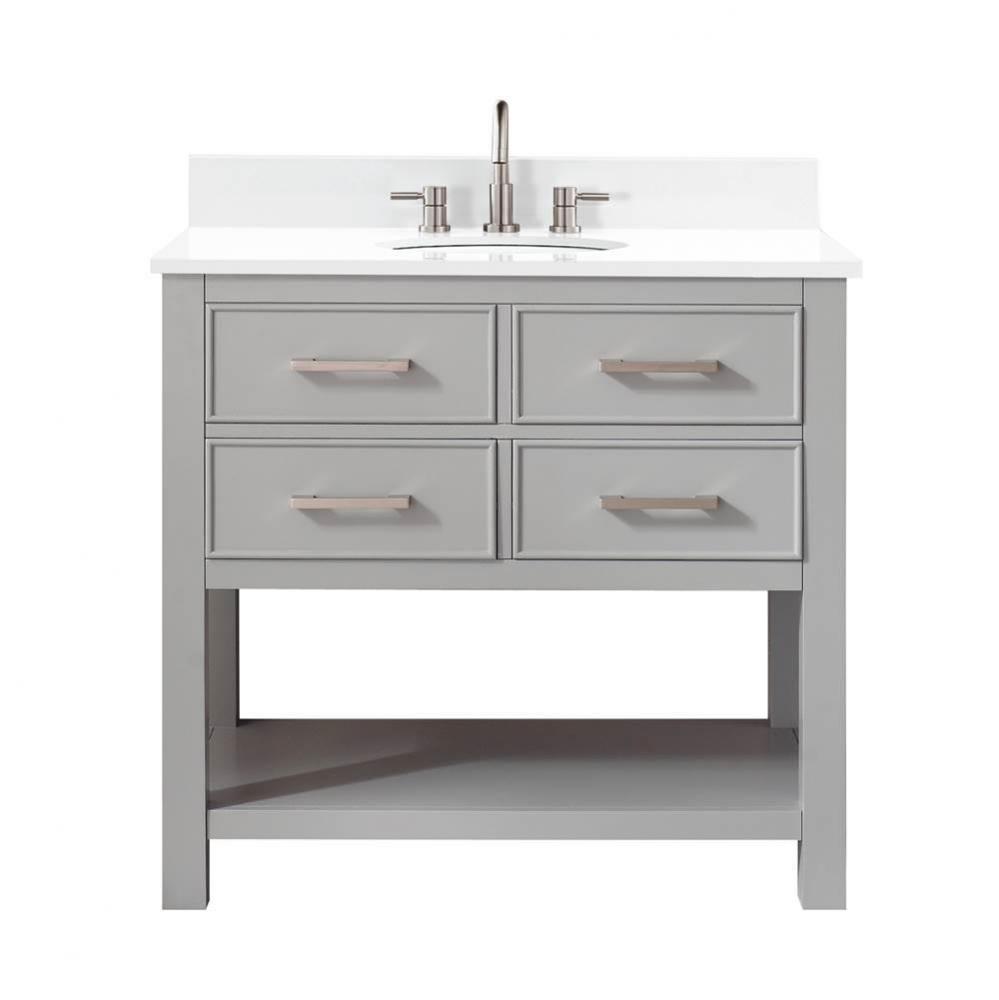 Avanity Brooks 37 in. Vanity in Chilled Gray finish with Engineered White Stone Top