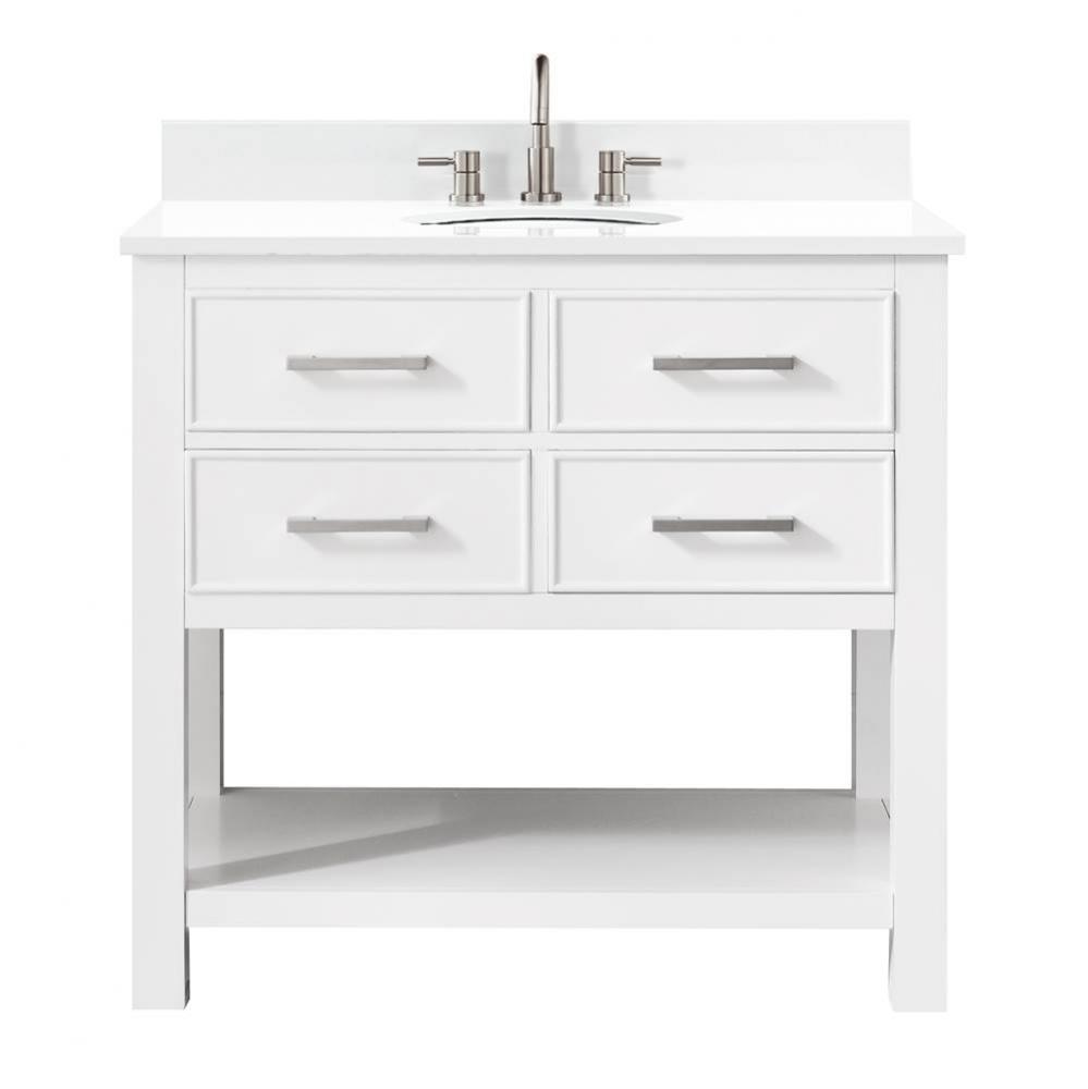 Avanity Brooks 37 in. Vanity in White finish with Engineered White Stone Top