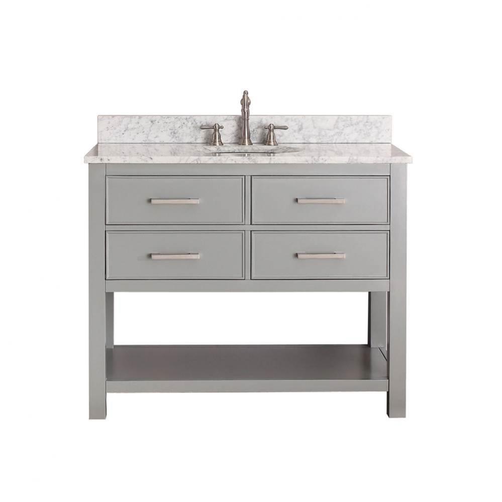 Avanity Brooks 43 in. Vanity in Chilled Gray finish with Carrara White Marble Top