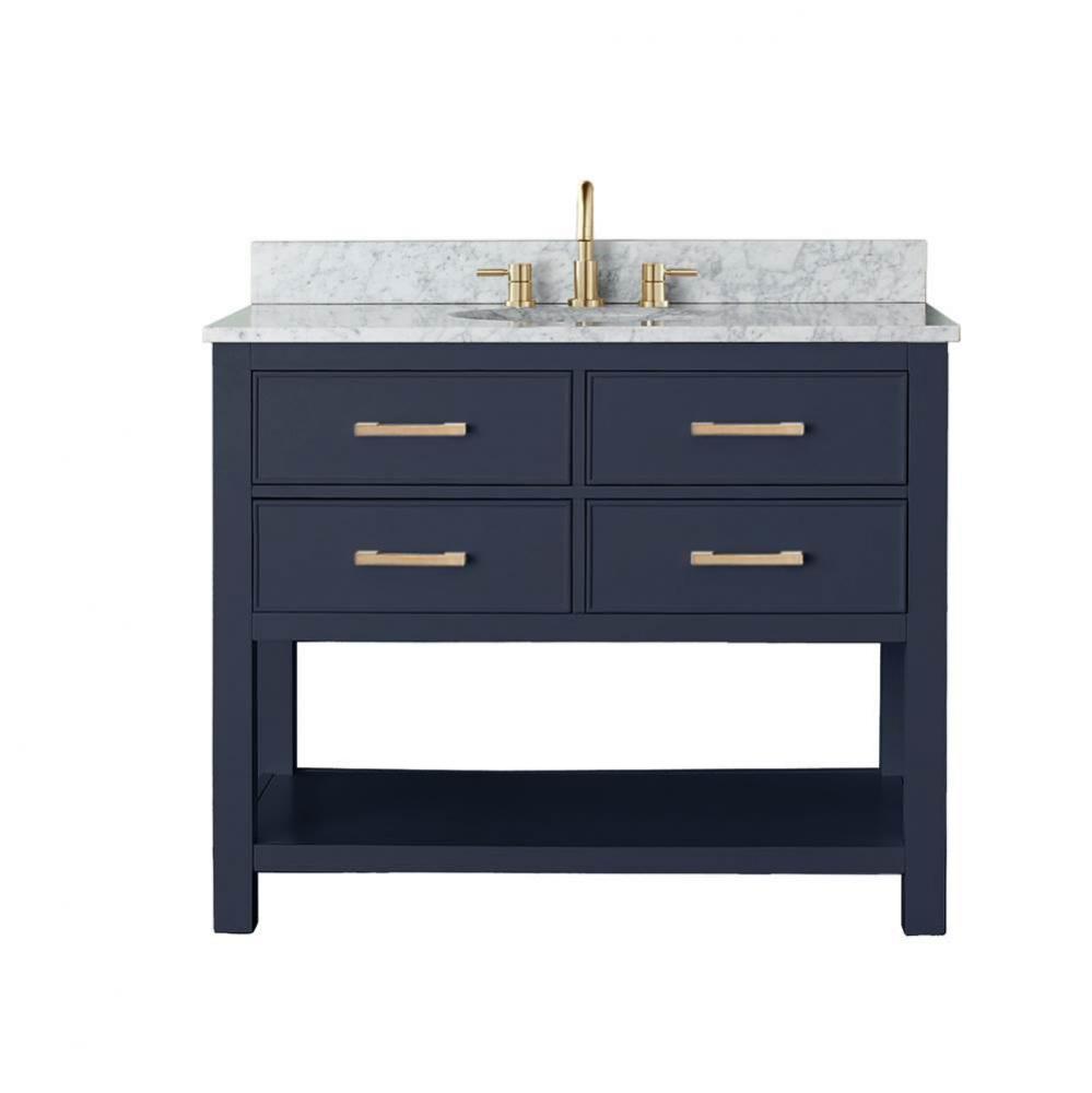 Avanity Brooks 43 in. Vanity in Navy Blue with Carrara White Marble Top