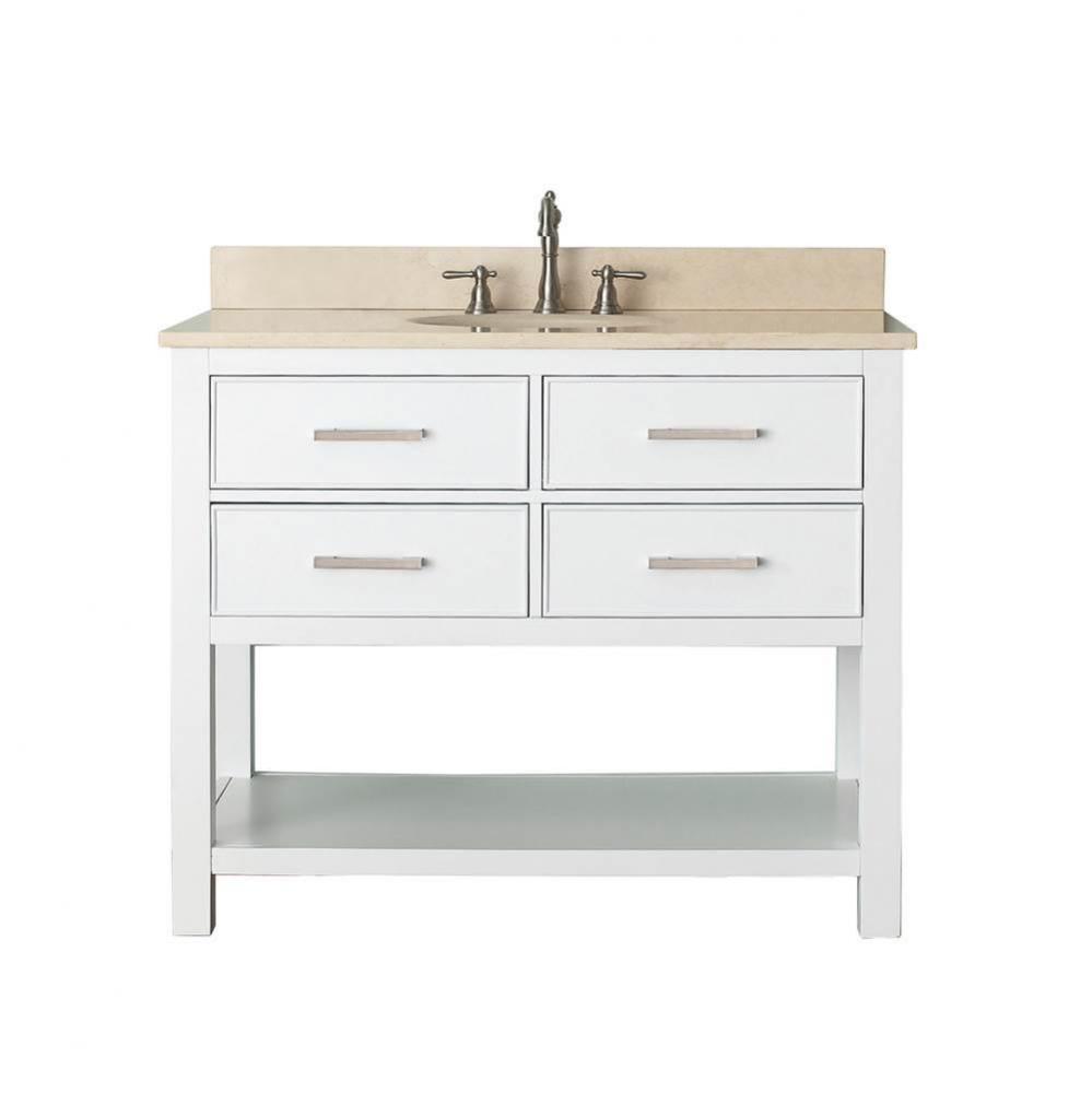 Avanity Brooks 43 in. Vanity in White finish with Galala Beige Marble Top