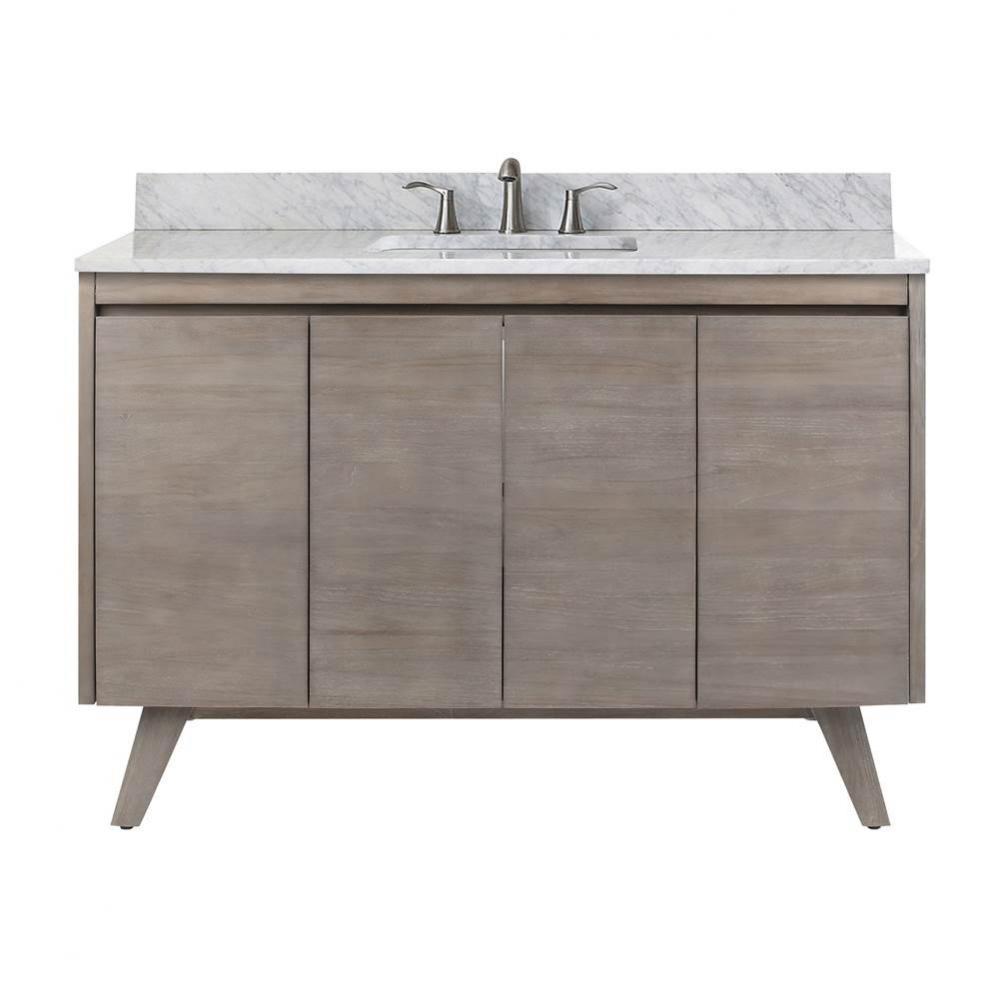 Avanity Coventry 49 in. Vanity Combo in Gray Teak with Carrara White Marble Top