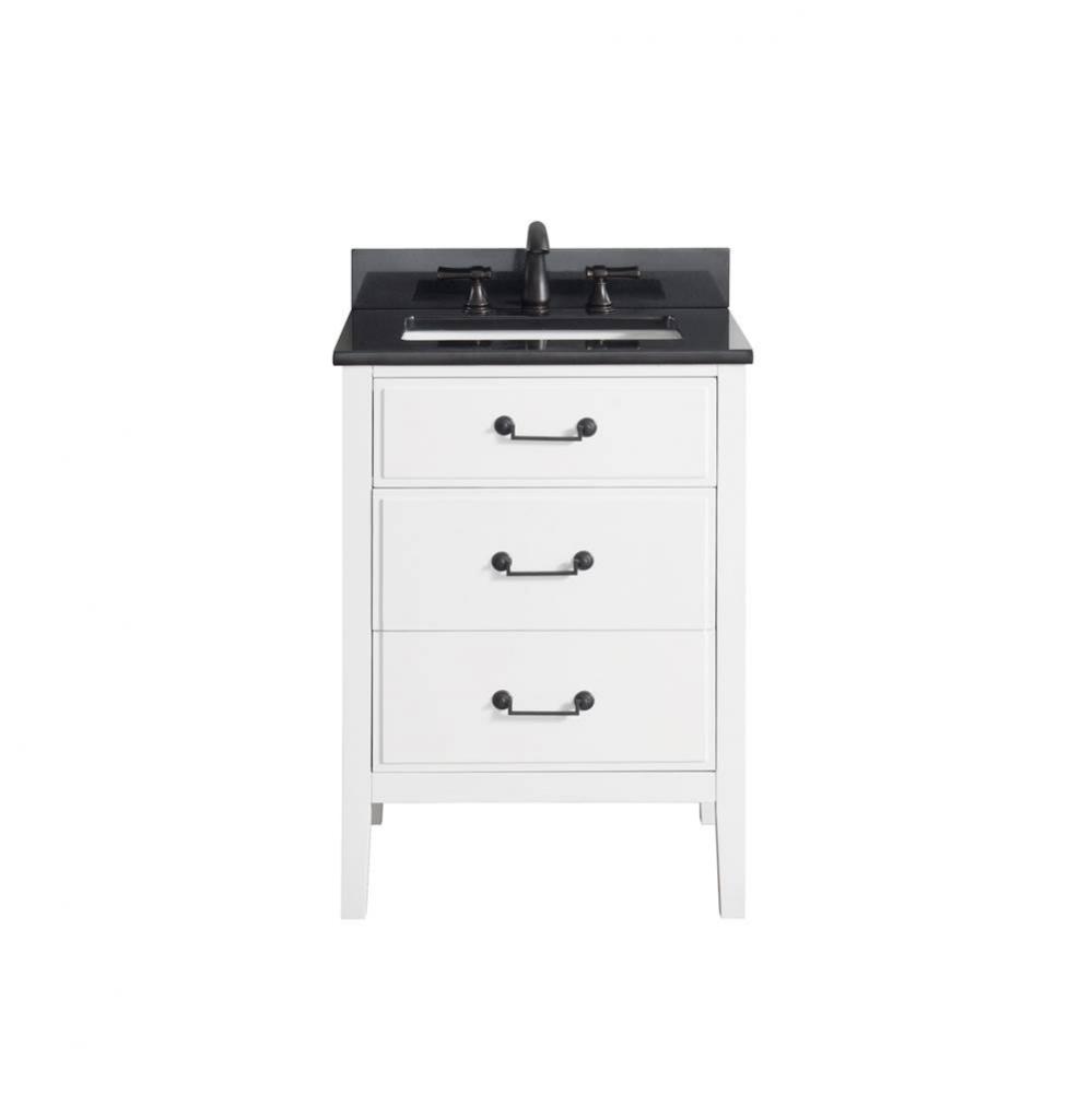 Avanity Delano 25 in. Vanity in White finish with Black Granite Top