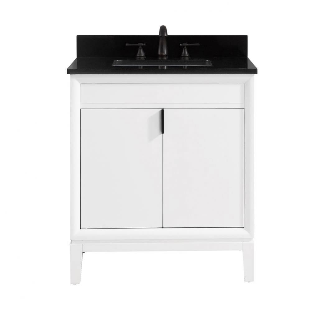 Avanity Emma 31 in. Vanity Combo in White with Black Granite Top