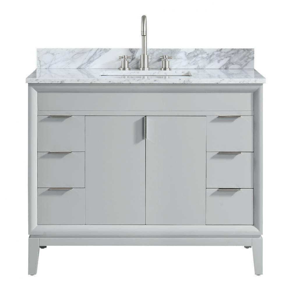 Avanity Emma 43 in. Vanity Combo in Dove Gray with Carrara White Marble Top