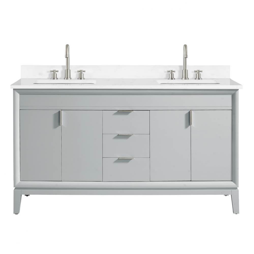 Avanity Emma 61 in. Vanity Combo in Dove Gray finish with Cala White Engineered Stone Top