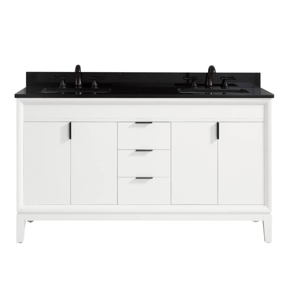 Avanity Emma 61 in. Vanity Combo in White with Black Granite Top