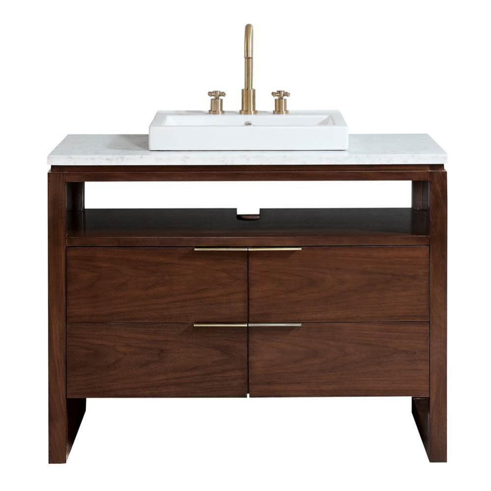 Avanity Giselle 43 in. Vanity in Natural Walnut with Carrara White Marble Top