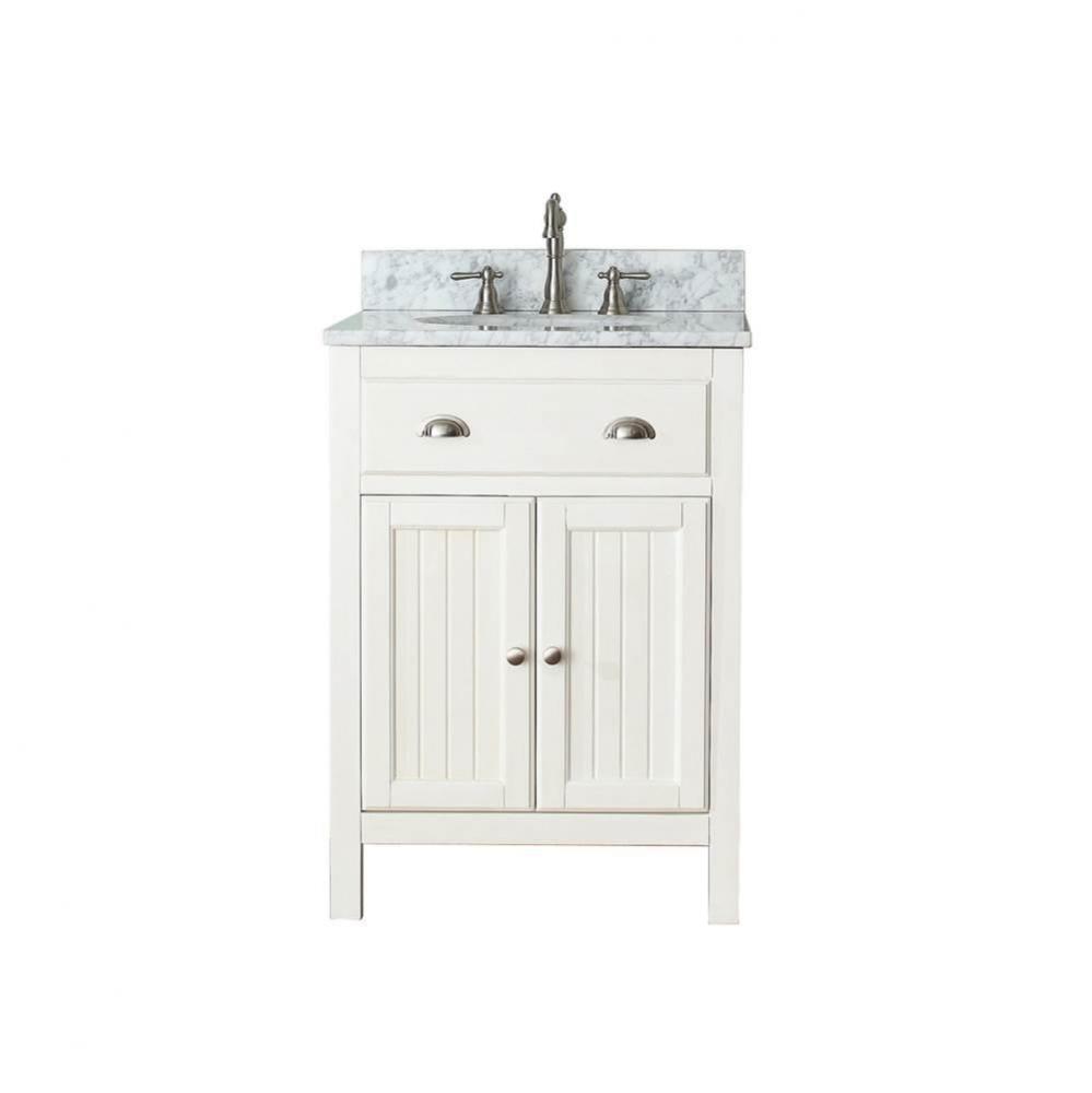 Avanity Hamilton 25 in. Vanity in French White finish with Carrara White Marble Top