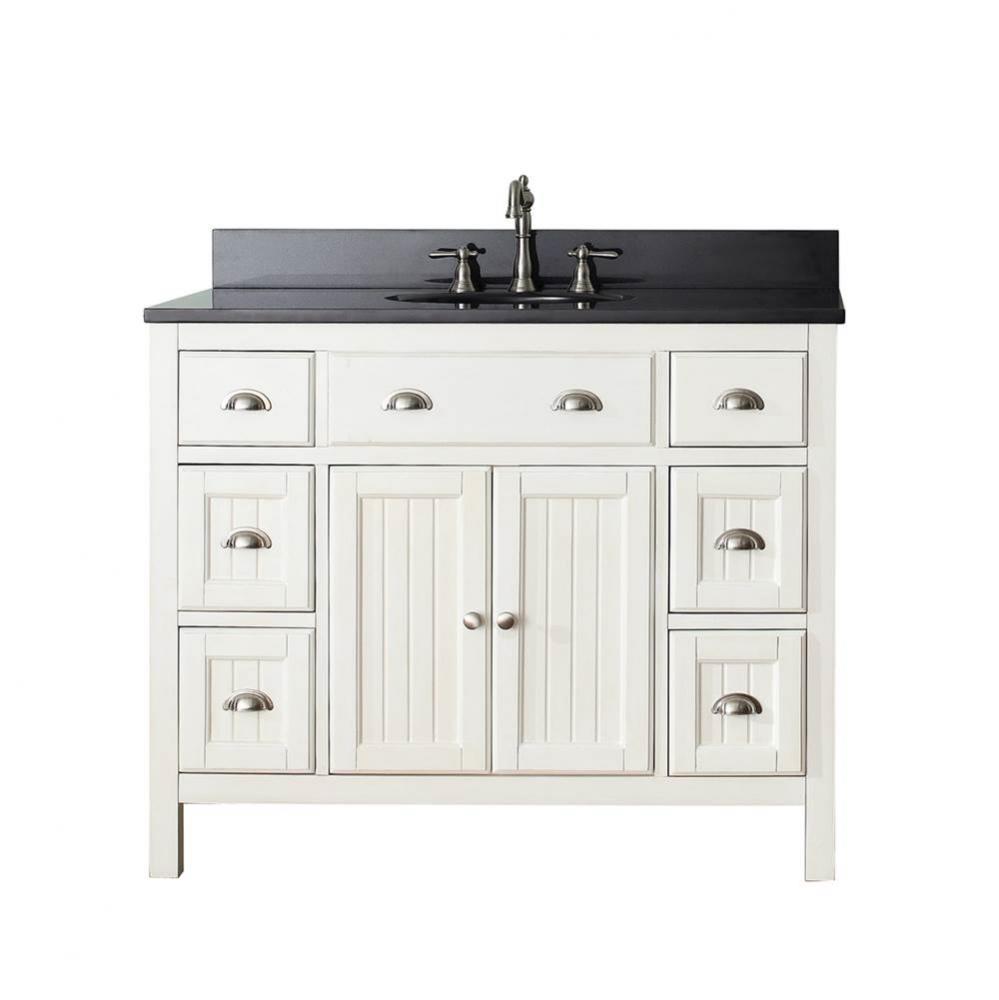 Avanity Hamilton 43 in. Vanity in French White finish with Black Granite Top