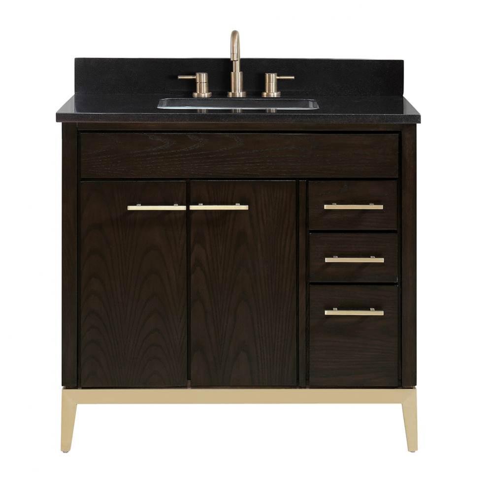 Avanity Hepburn 37 in. Vanity Combo in Dark Chocolate with Black Granite Top