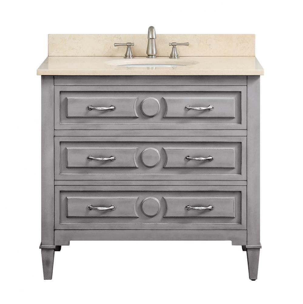 Avanity Kelly 37 in. Vanity in Grayish Blue finish with Galala Beige Marble Top