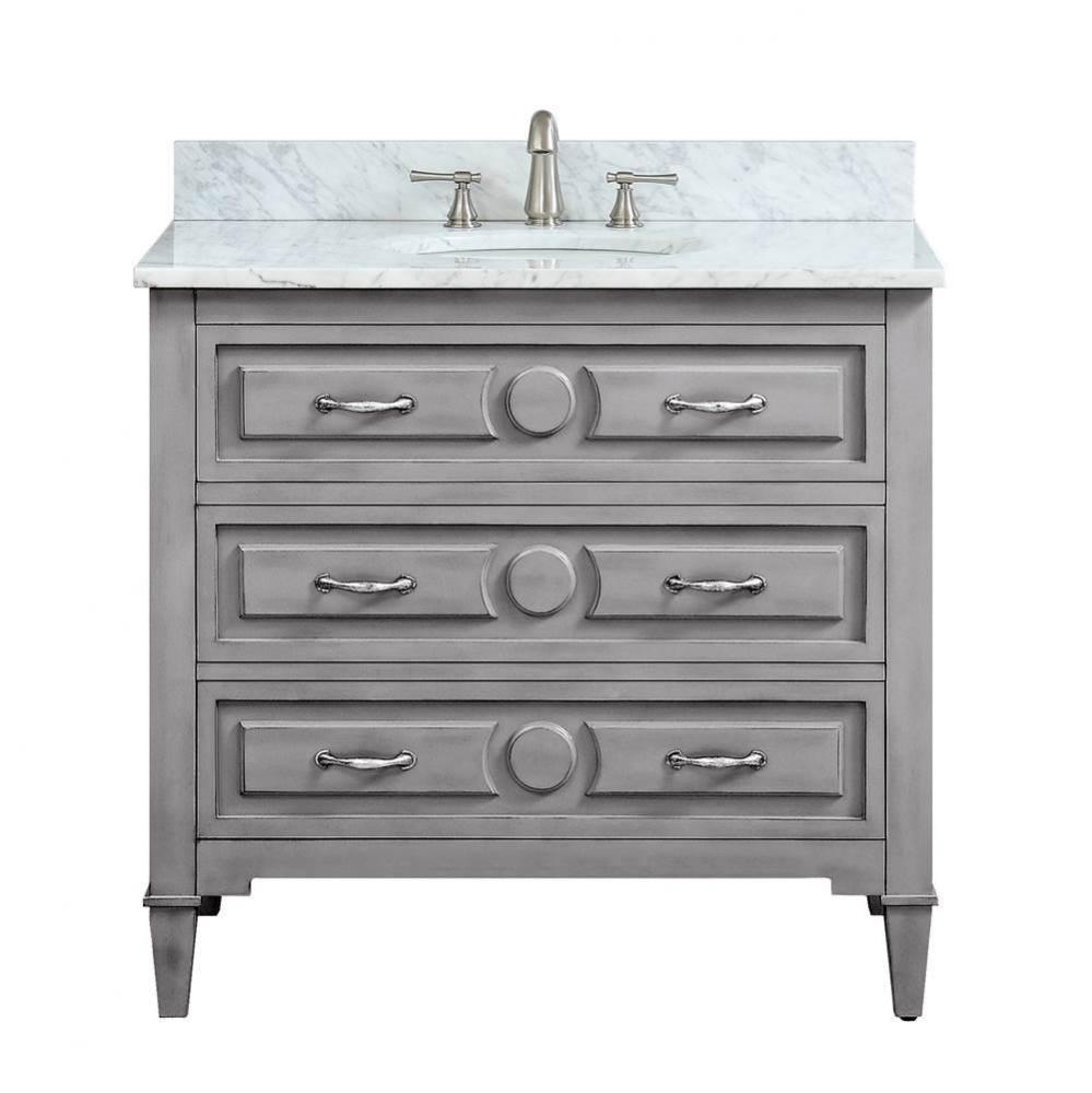 Avanity Kelly 37 in. Vanity in Grayish Blue finish with Carrara White Marble Top