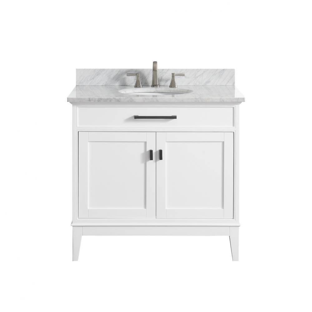 Avanity Madison 37 in. Vanity in White finish with Carrara White Marble Top