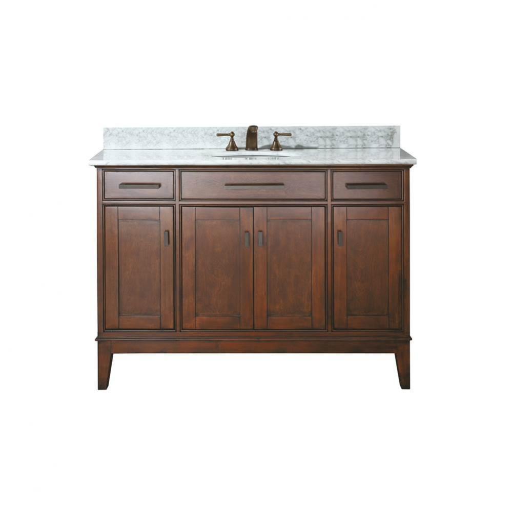 Avanity Madison 49 in. Vanity in Tobacco finish with Carrara White Marble Top