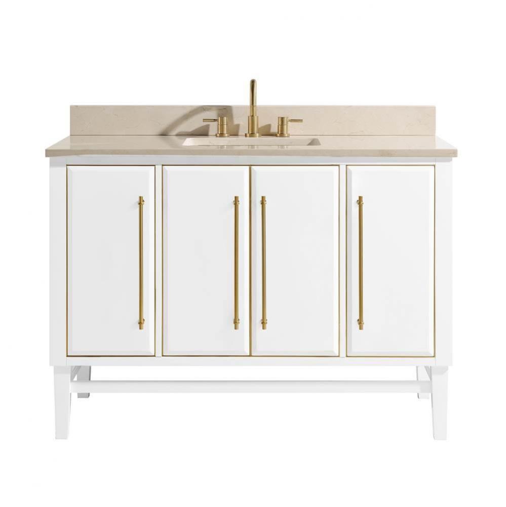 Avanity Mason 49 in. Vanity Combo in White with Gold Trim and Crema Marfil Marble Top