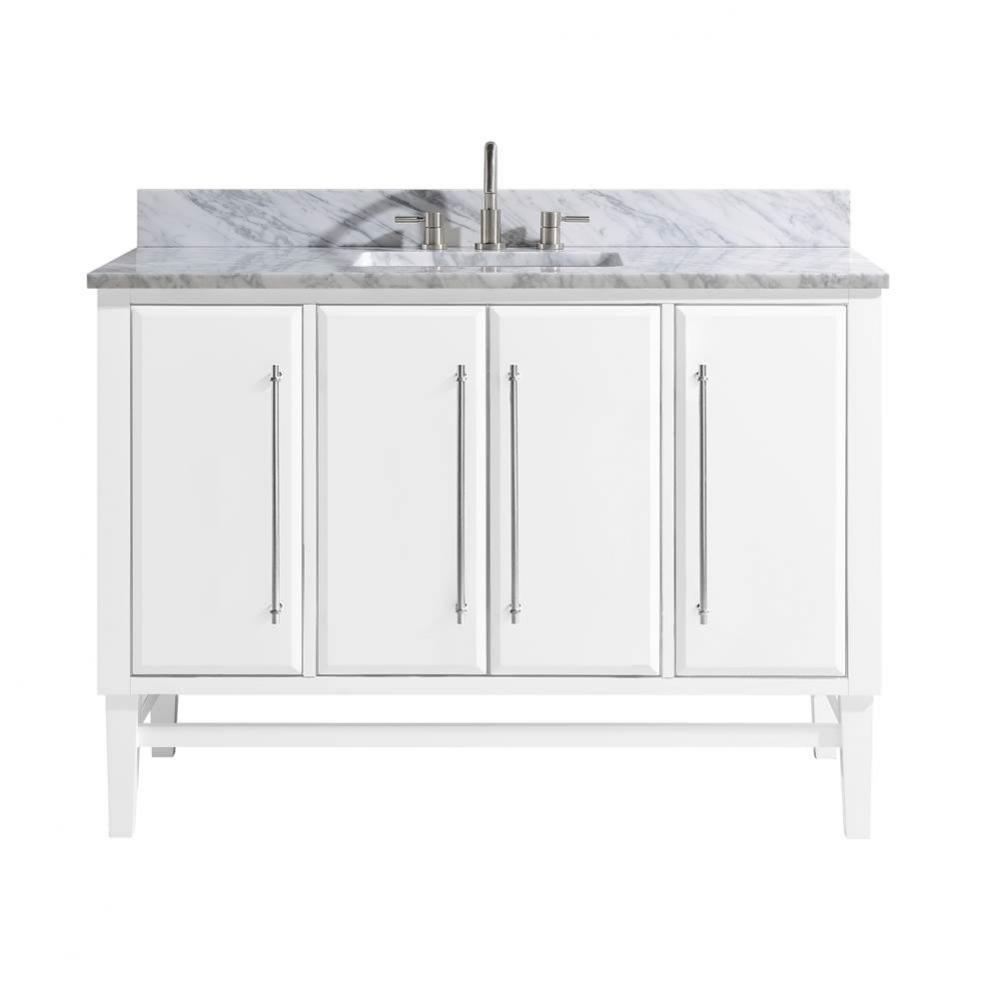 Avanity Mason 49 in. Vanity Combo in White with Silver Trim and Carrara White Marble Top