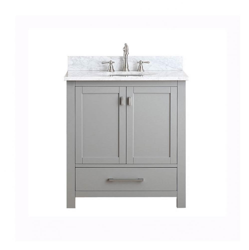 Avanity Modero 31 in. Vanity in Chilled Gray finish with Carrara White Marble Top