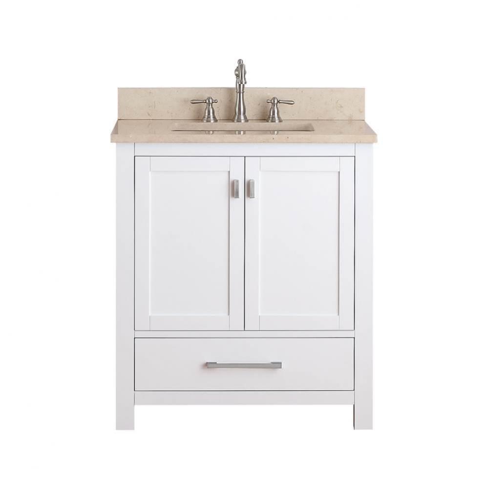 Avanity Modero 31 in. Vanity in White finish with Galala Beige Marble Top