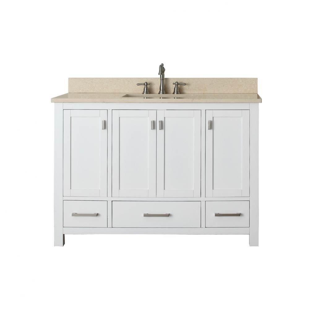 Avanity Modero 49 in. Vanity in White finish with Galala Beige Marble Top