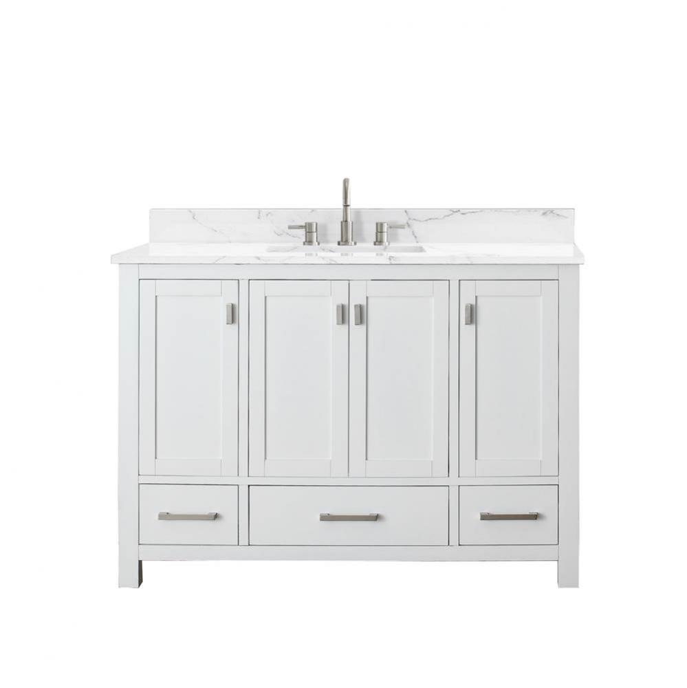 Avanity Modero 49 in. Vanity in White finish with Cala White Engineered Stone Top