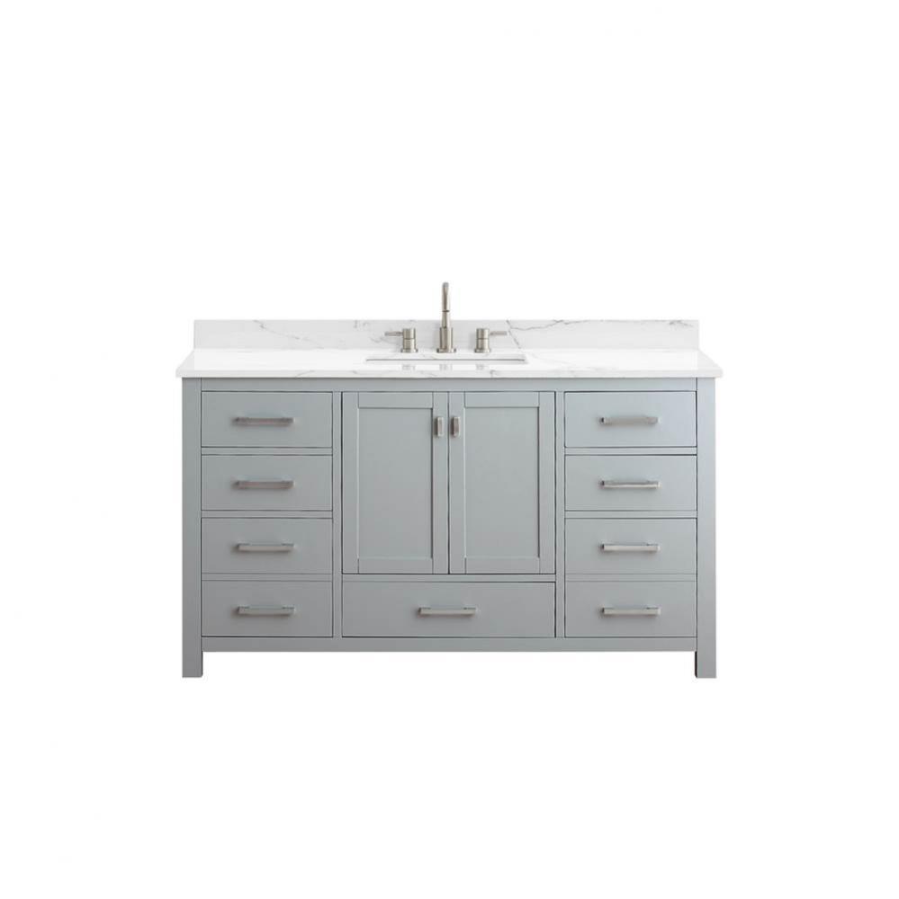 Avanity Modero 61 in. Single Vanity in Chilled Gray finish with Cala White Engineered Stone Top