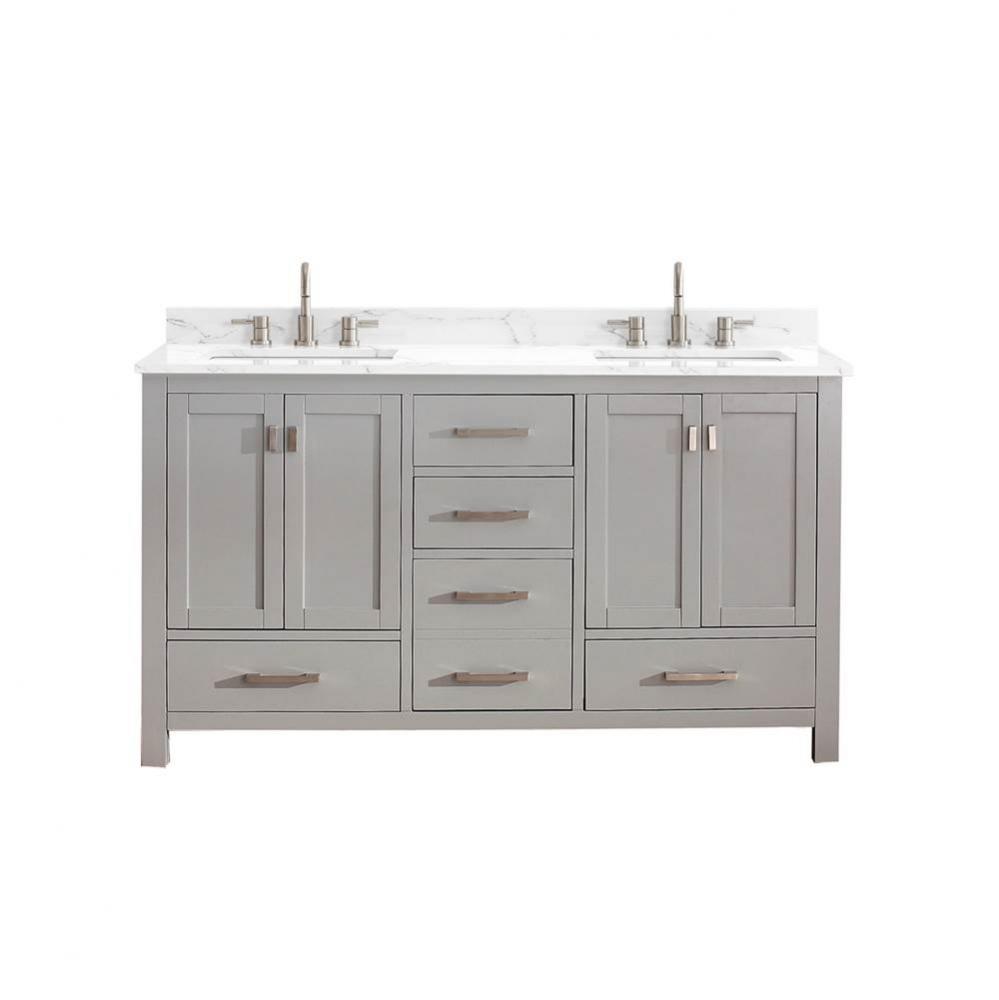 Avanity Modero 61 in. Double Vanity in Chilled Gray finish with Cala White Engineered Stone Top