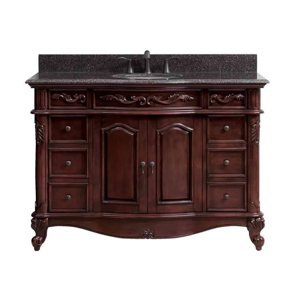 Avanity Provence 49 in. Vanity in Antique Cherry finish with Imperial Brown Granite Top