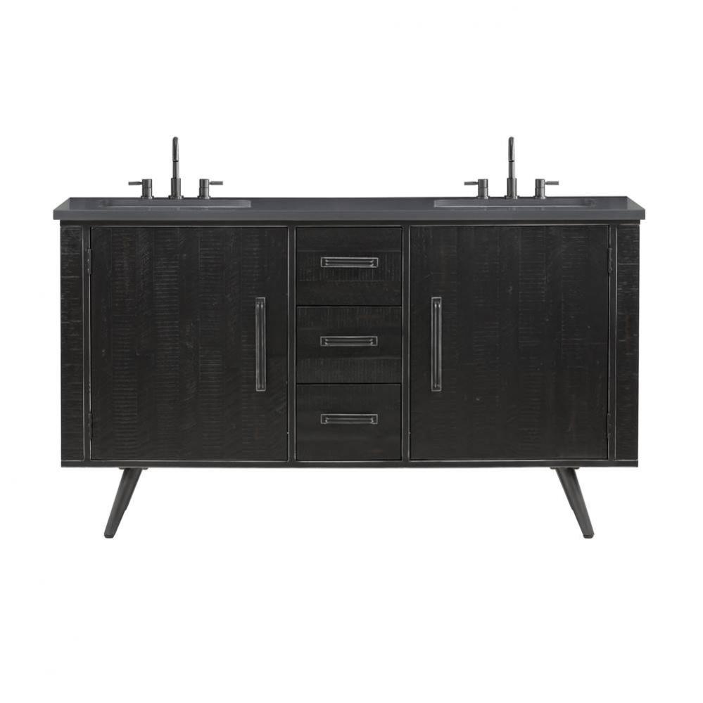 Avanity Stevens 61 in. Vanity in Rustic Black finish with Gray Quartz Top