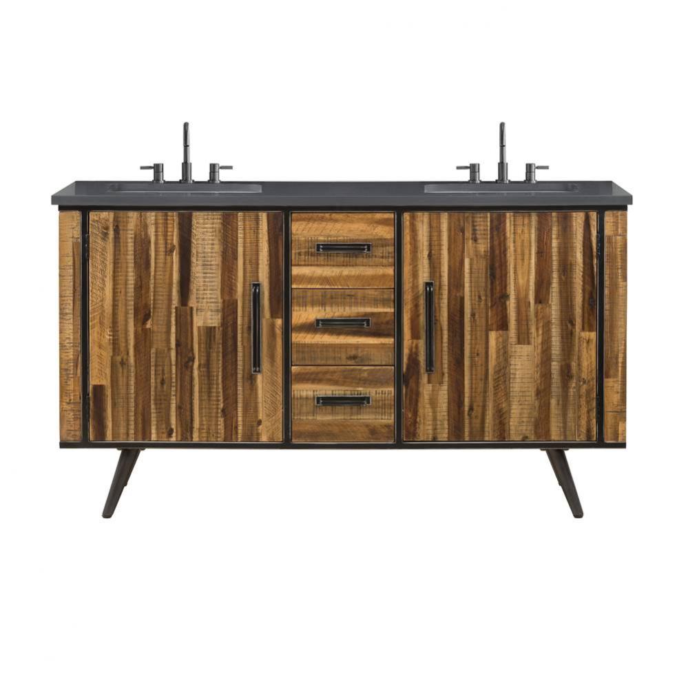 Avanity Stevens 61 in. Vanity in Rustic Wood finish with Gray Quartz Top