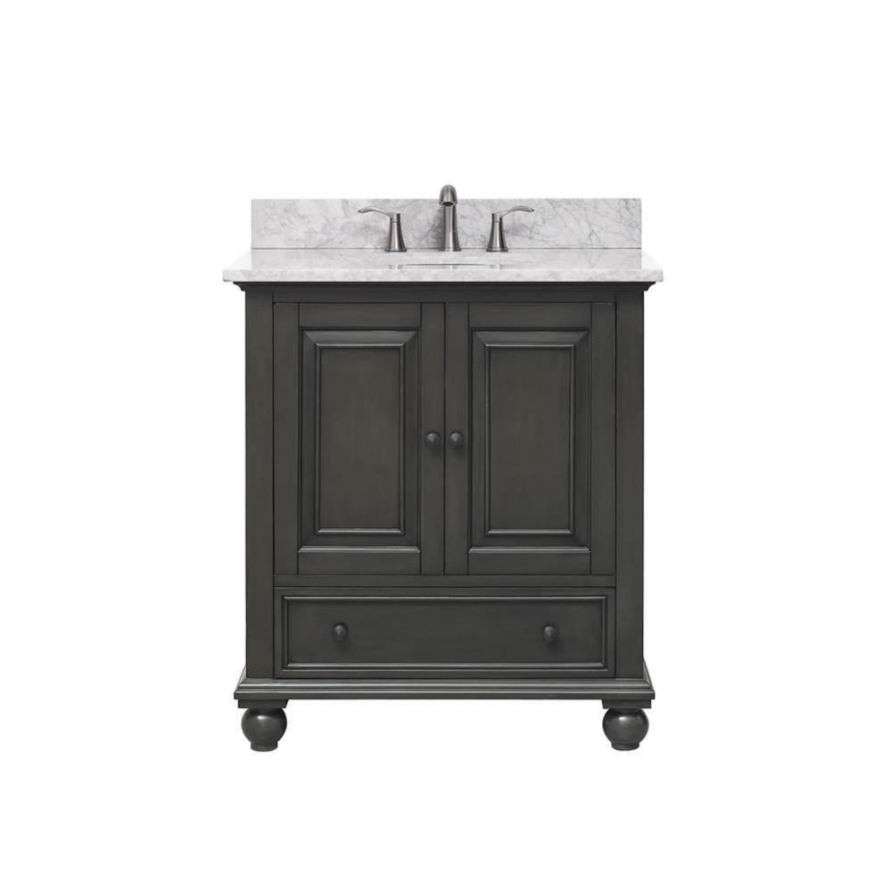 Avanity Thompson 31 in. Vanity in Charcoal Glaze finish with Carrara White Marble Top