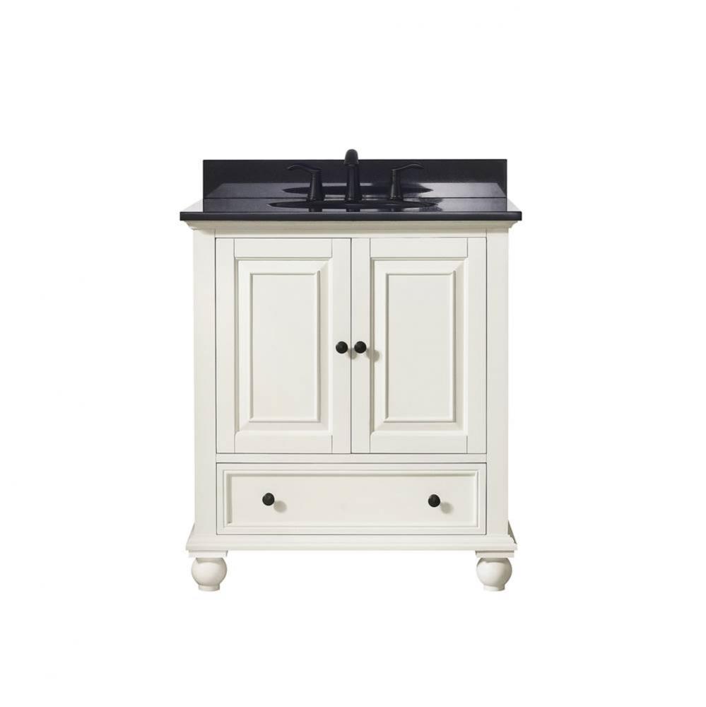 Avanity Thompson 31 in. Vanity in French White finish with Black Granite Top