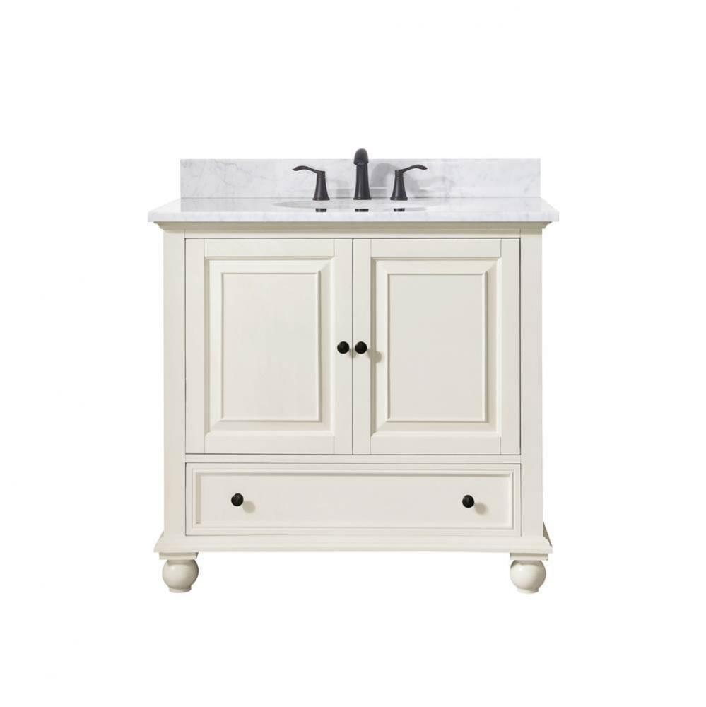 Avanity Thompson 37 in. Vanity in French White finish with Carrara White Marble Top