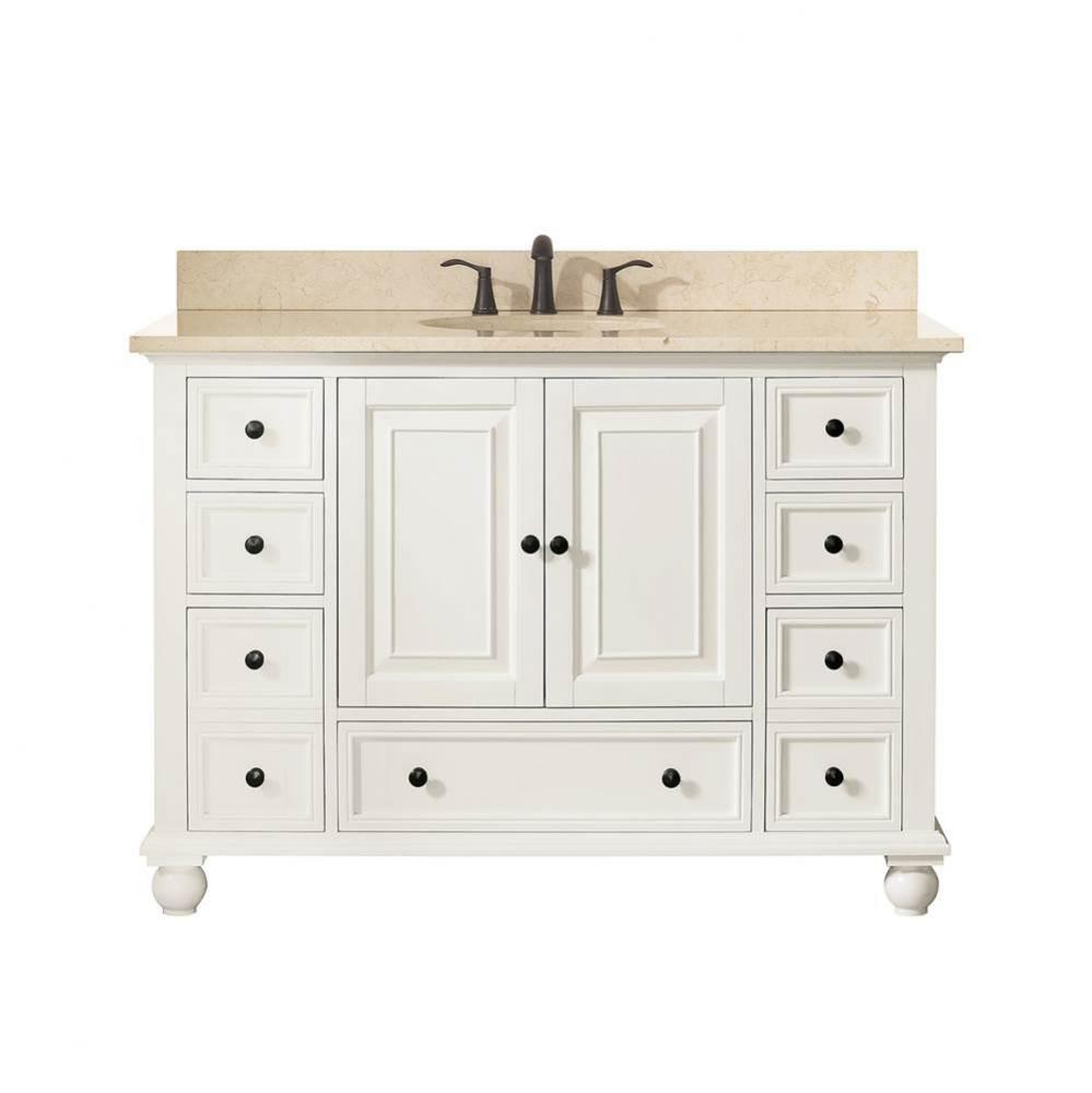 Avanity Thompson 49 in. Vanity in French White finish with Galala Beige Marble Top