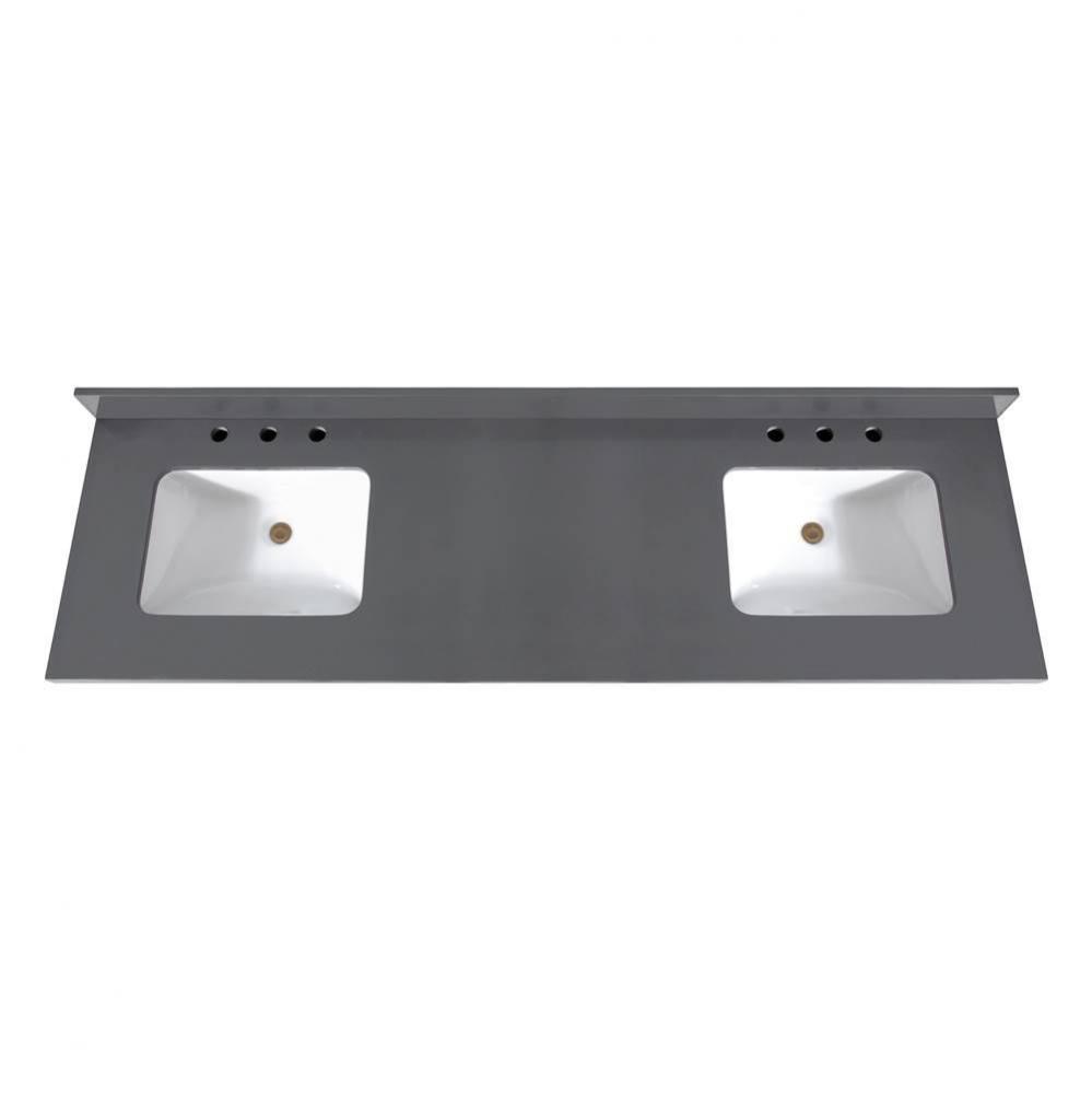 Avanity 73 in. Gray Quartz Vanity Top with Dual Rectangular Undermount Sinks