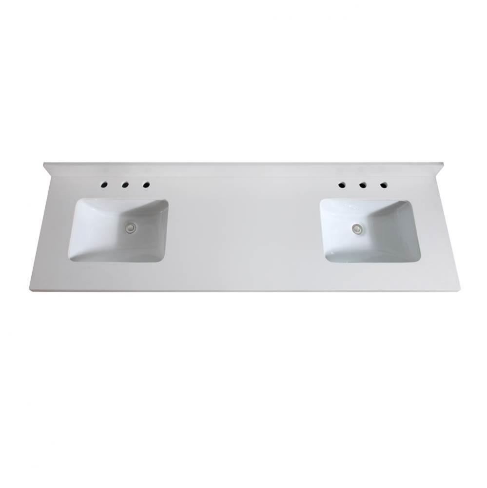 Avanity 73 in. White Quartz Vanity Top with Dual Rectangular Undermount Sinks