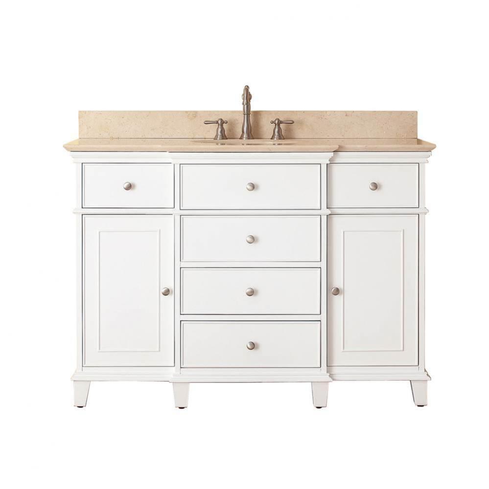 Avanity Windsor 49 in. Vanity in White finish with Galala Beige Marble Top